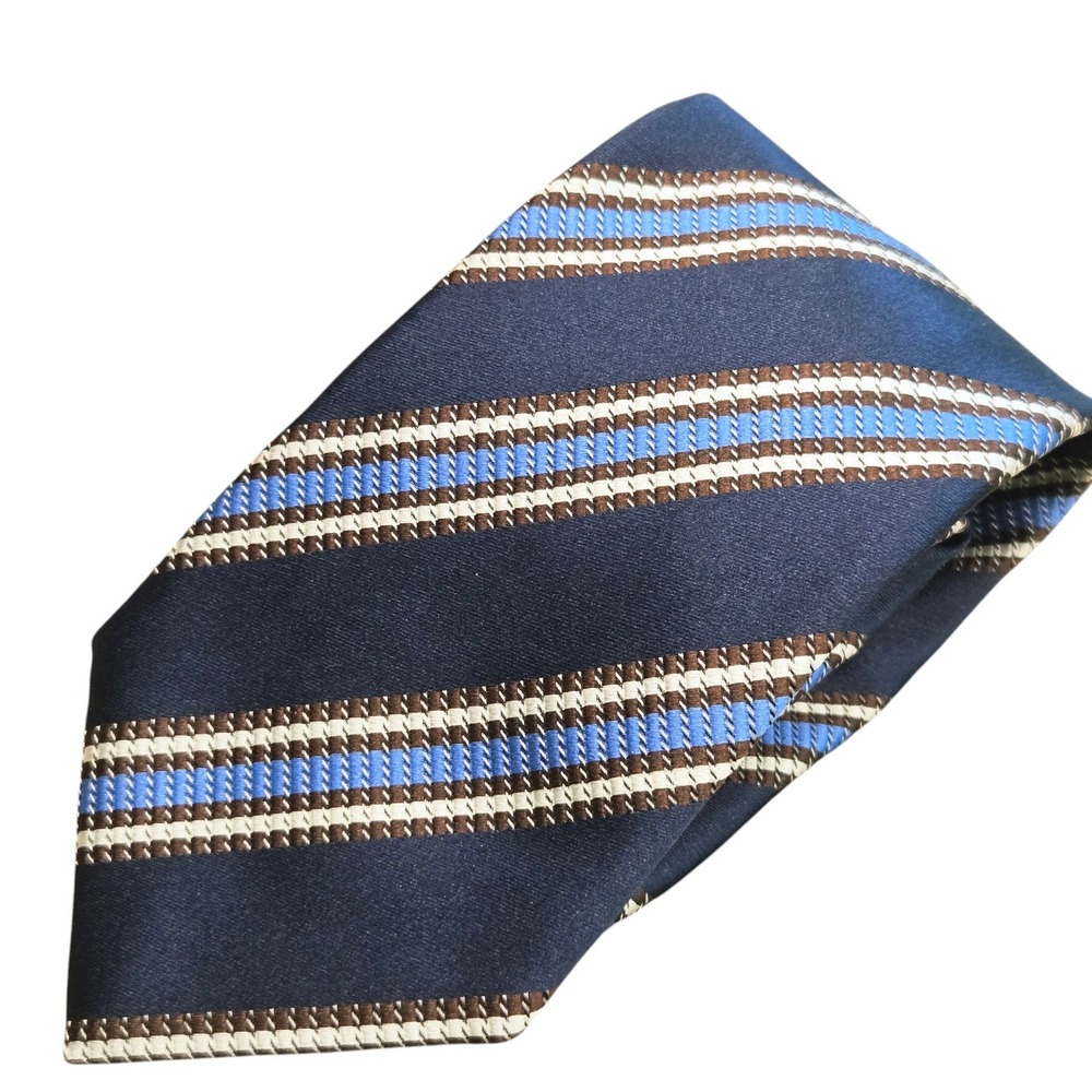 Canali 1934 Silk Tie Mens Navy Blue Striped Made in Italy Luxury Business Formal